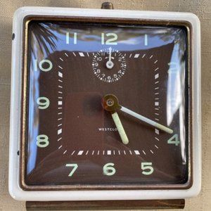 Vintage Westclox Ivory Luminous Square Alarm Clock